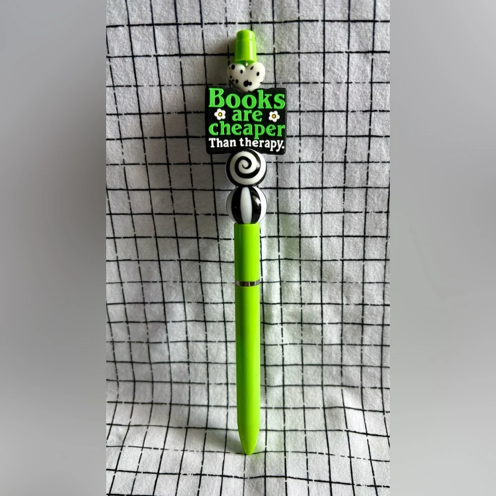 Books are Cheaper Than Therapy Custom Beaded Pen